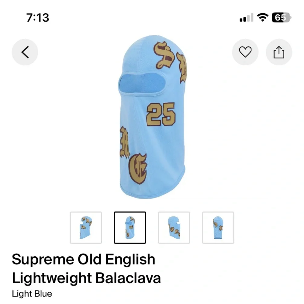 Supreme Old English Lightweight Balaclava “Light Blue”